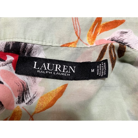 Lauren Ralph Lauren SPRING Women's Green Floral Button Down Shirt Size Medium - Picture 3 of 6